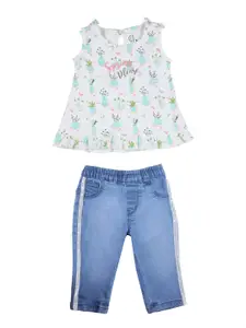 GJ baby Infant Girls Printed Cotton Top with Trousers