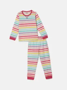 mackly Girls Striped Night Suit