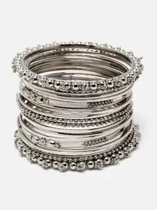 Aazeen Set Of 20 Silver-Plated Textured Bangles