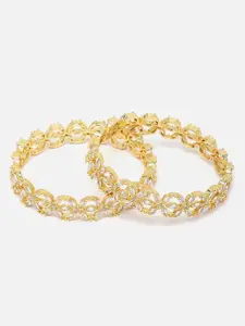 Aazeen Set Of 2 Gold-Plated American Diamond studded Bangles