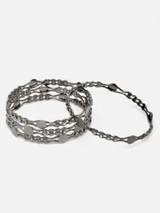 Aazeen Set Of 4 Silver-Plated Temple Coin Bangles