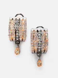 Aazeen Rose Gold-Plated Contemporary American Diamond Drop Earrings