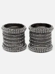 Aazeen Set of 28 Silver-Plated Stone-Studded Bangles