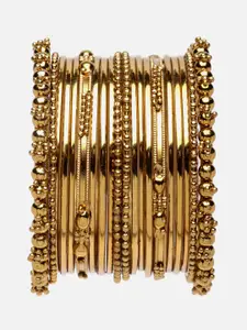 Aazeen Set Of 20 Gold-Plated Textured Bangles