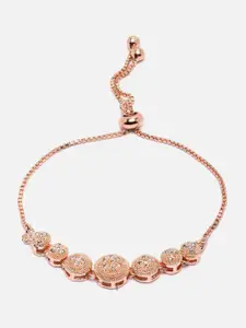 Aazeen Rose Gold-Plated American Diamond Wraparound Bracelet