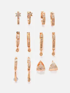 Aazeen Set Of 6 Rose Gold-Plated Classic Drop Earrings