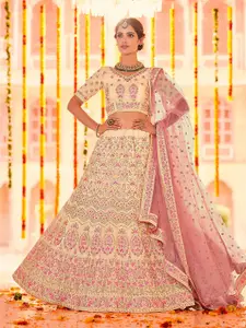 ODETTE Embroidered Semi-Stitched Lehenga & Unstitched Blouse With Dupatta