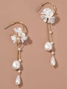 Peora Gold-Plated Floral Half Hoop Earrings