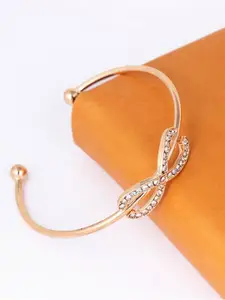 Peora Rose Gold-Plated American Diamond Cuff Bracelet