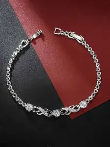 Peora Women American Diamond Silver-Plated Charm Bracelet