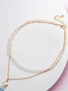 Peora Gold Plated Beads Studded Necklace