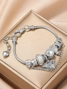 Peora Silver-Plated Cubic Zirconia Charm Bracelet