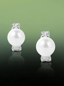 Peora Silver-Plated Contemporary Pearls Studded Studs Earrings