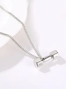 Peora Peora Silver-Plated Dumbell Shape Pendant Necklace