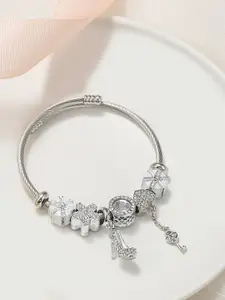 Peora Silver-Plated Cubic Zirconia Charm Bracelet