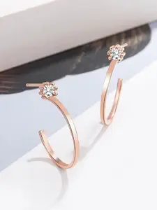 Peora Gold-Plated Contemporary American Diamond Studded Half Hoop Earrings