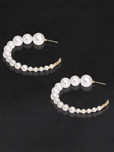 Peora Gold-Plated Contemporary Beaded Hoop Earrings