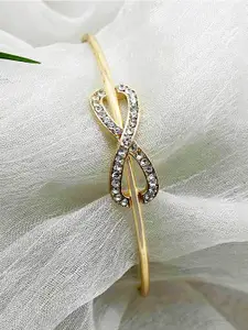 Peora Gold-Plated American Diamond Cuff Bracelet