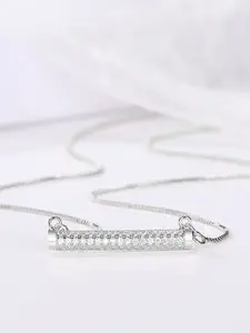 Peora Silver-Plated American Diamond Studded Pendant Chain Necklace