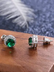 Peora Silver-Plated Contemporary Studs Earrings