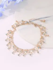 Peora Gold-Plated Cubic Zirconia Studded Anklet