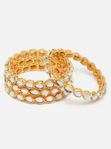 Aazeen Set Of 4 Gold-Plated Kundan-Studded Bangles