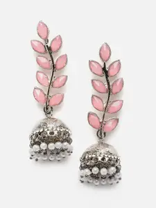 Aazeen Silver-Plated Dome Shaped Jhumkas Earrings