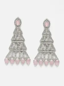 Aazeen Pink Triangular Drop Earrings