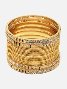 Aazeen Set Of 8 Gold-Plated Crystal Studded Bangles