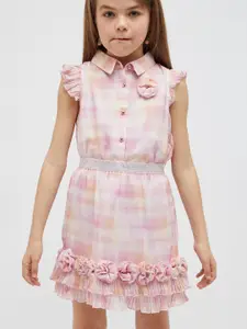 One Friday Girls Printed A-Line Ruffled Skirt