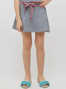 One Friday Girls Striped Pure Cotton A-Line Skirt