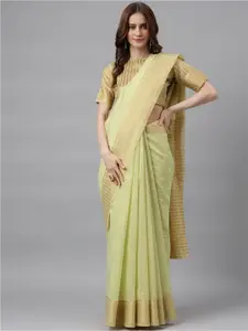 RAJGRANTH Green & Gold-Toned Ethnic Motifs Woven Design Zarid Banarasi Saree