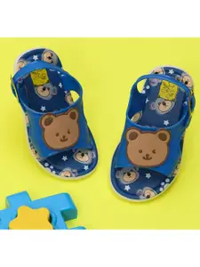 Yellow Bee Boys Bear Applique Detail Comfort Sandals