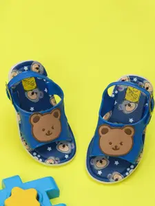Yellow Bee Boys Bear Applique Detail Comfort Sandals