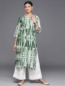 Varanga Women Green & Off White Bandhani Dyed Sequinned Kurta