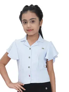 Tiny Girl Cuban Collar Flutter Sleeve Shirt Style Top