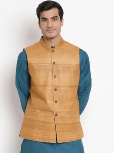 Fabindia Woven Design Silk Nehru Jacket