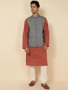Fabindia Woven Design Cotton Nehru Jacket