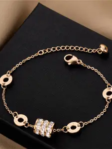 MYKI Women Rose Gold-Plated Cubic Zirconia Charm Bracelet