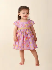 Fabindia Infant Floral Printed Cotton Fit & Flared Dress