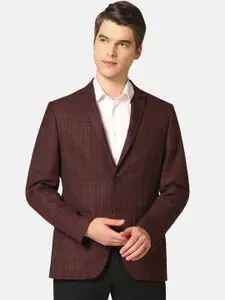 Blackberrys Men Checked Slim-Fit Single Breasted Formal Blazer