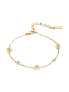 MYKI Women Gold-Plated Cubic Zirconia Charm Bracelet