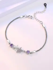 MYKI Women Silver-Plated Cubic Zirconia Charm Bracelet