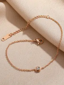 MYKI Rose Gold-Plated Cubic Zirconia Link Bracelet