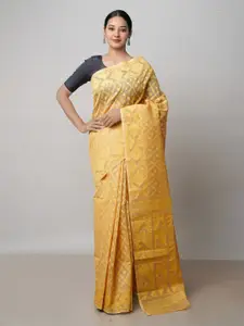 Unnati Silks Ethnic Woven Design Zari Pure Cotton Handloom Jamdani Saree