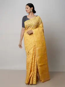Unnati Silks Ethnic Woven Design Zari Pure Cotton Handloom Jamdani Saree