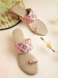 Anouk Women Woven Design Ethnic Embellished Block Heels
