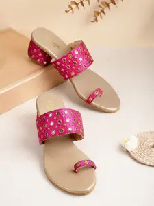 Anouk Women Woven Design Ethnic Embellished Block Heels