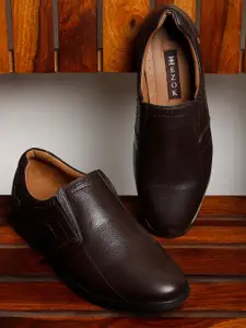 EZOK Men Textured Leather Formal Slip-On Shoes