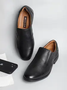 EZOK Men Textured Leather Formal Slip-On Shoes